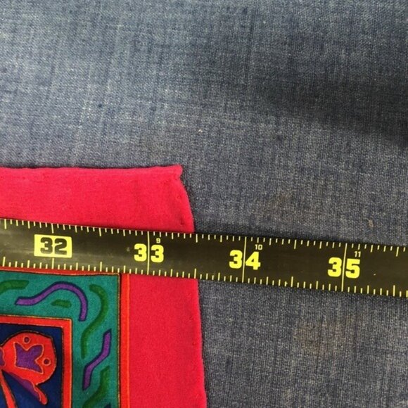 Large Silk Scarf Pink Blue Geometric Medallion Print Square Shawl Wrap - Picture 6 of 7